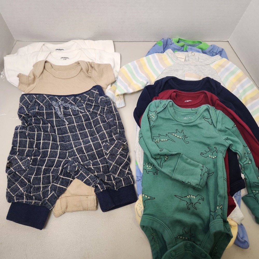 Mixed Lot Newborn 0-3 Months Infant‎ Clothes Bodysuits Pants Long Sleeve Footies